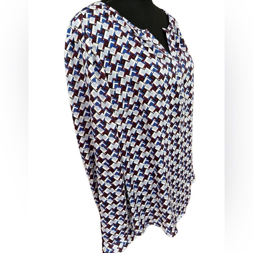 Talbots Split Neck Button Front Long Sleeved Geom… - image 5